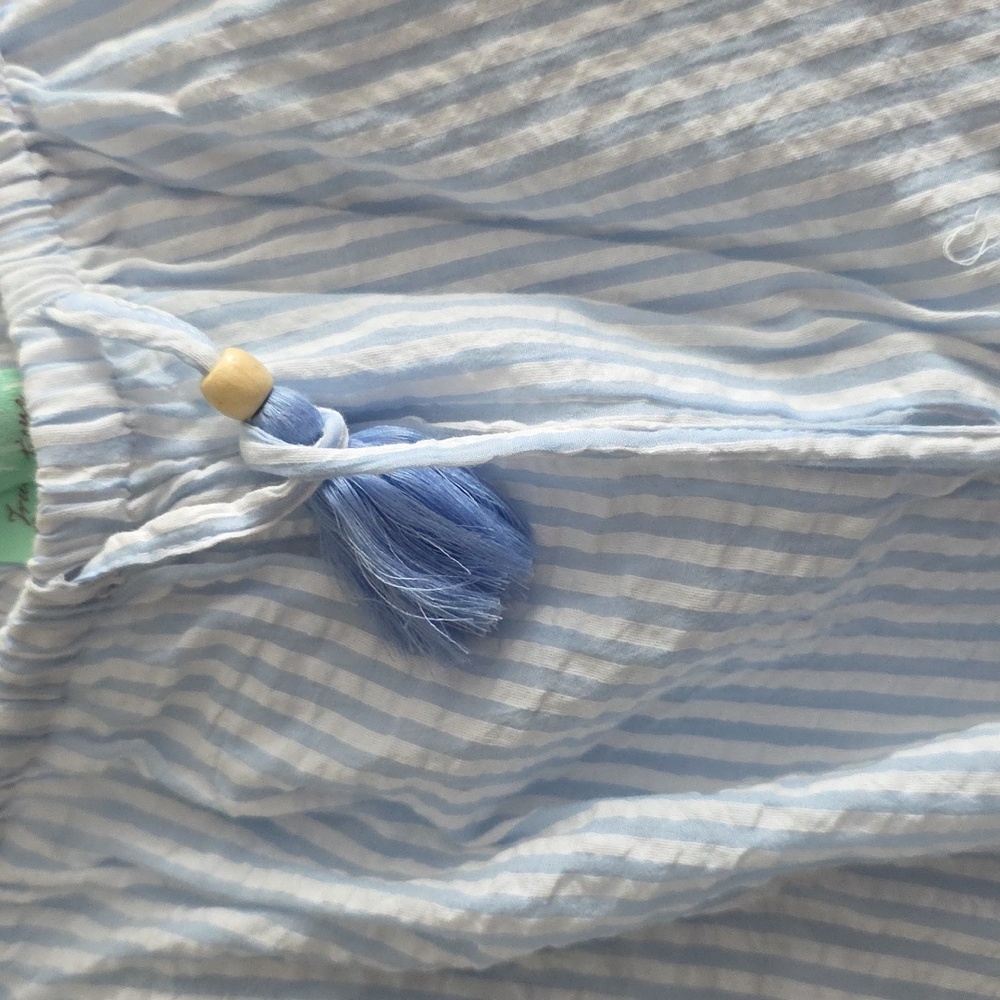 Cotton Blue /White Striped Pantsuit Wideleg. Light And Airy - Picture 2 of 4